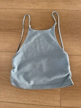 Urban Outfitters Light Blue Ribbed Halter Crop Top